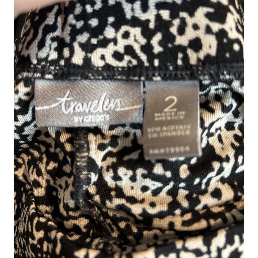 Chico's Travelers Black & Tan Abstract Wide Leg Crop Pants Sz 2 or L - Picture 3 of 3
